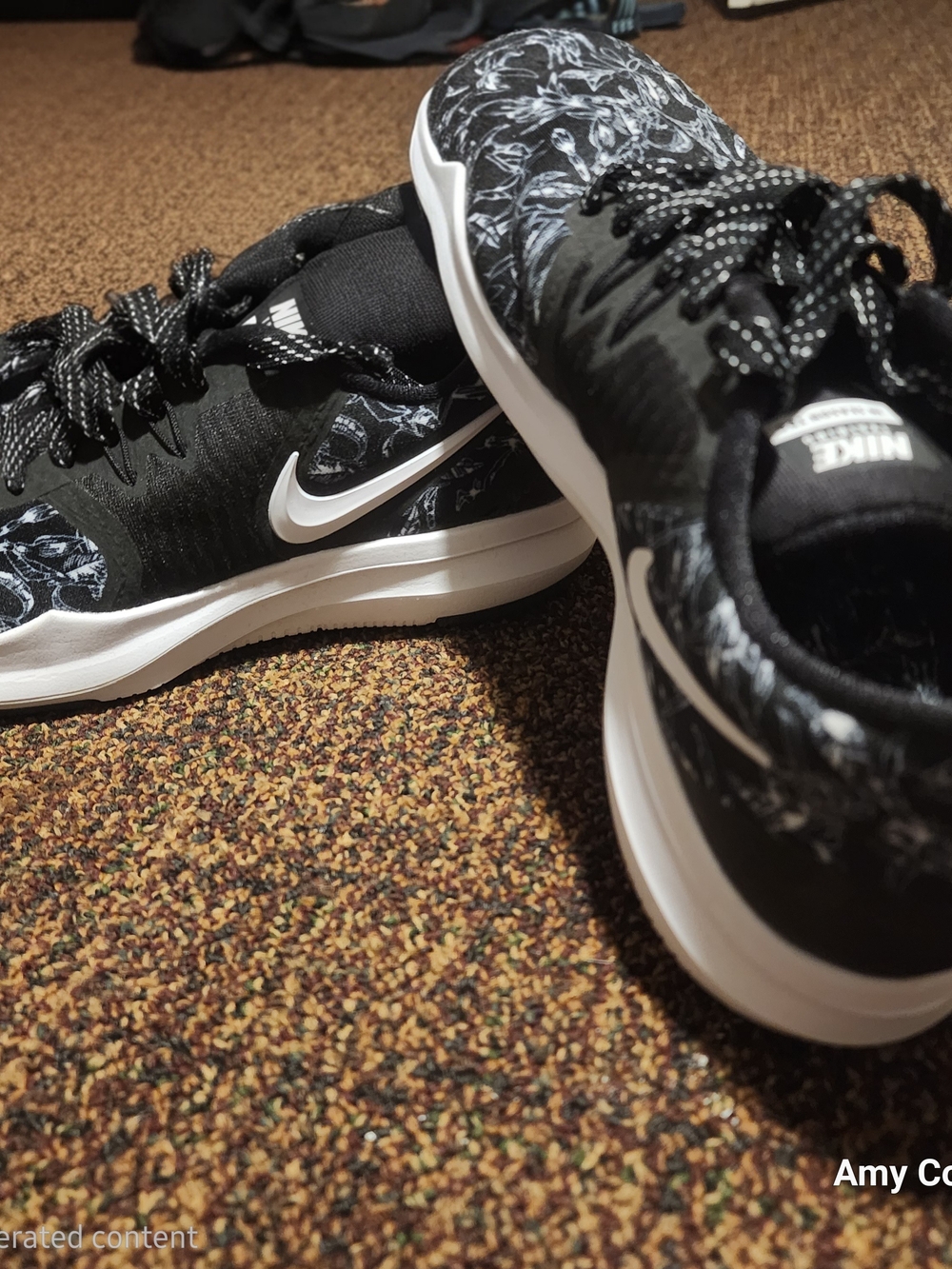 Nike Black & White Floral-Accent Trainers